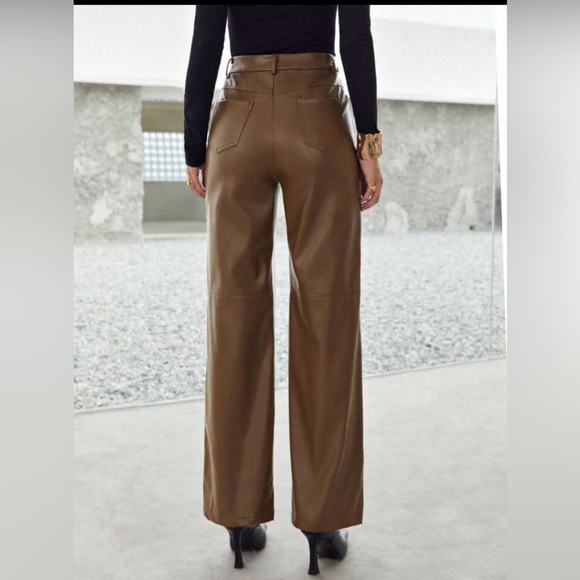 NWOT Mocha brown leather pants size medium - Picture 2 of 7